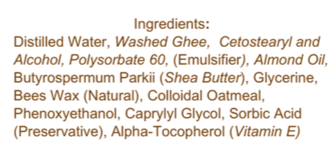 2 oz Hand and Face Cream made with Washed Ghee