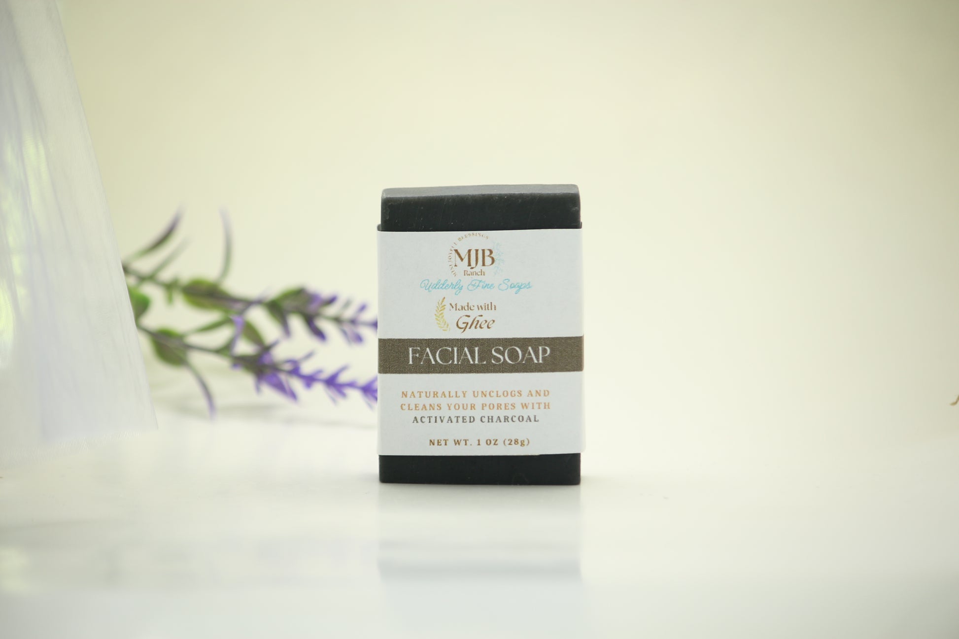 natural milk soap with activated charcoal made with ghee