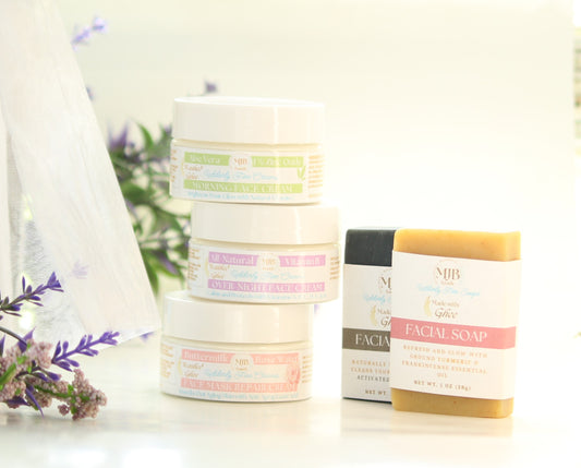 Complete Beauty Facial Bundle-3 Creams made with Washed Ghee and 2 Facial Milk Soap Bars